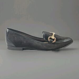 Kelly & Katie Flats Womens 8.5 Black Pointed Toe Loafers Gold Bit Slip On
